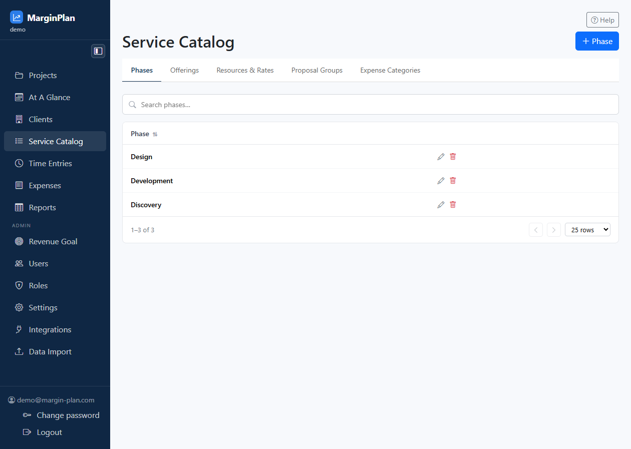 Service Catalog screenshot