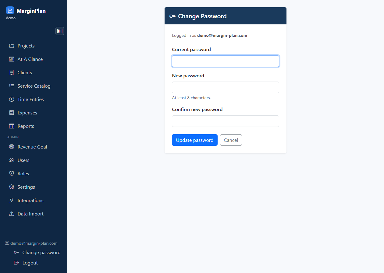 Change Password screenshot