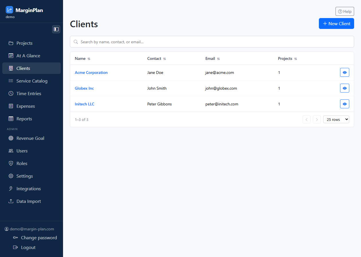 Clients screenshot