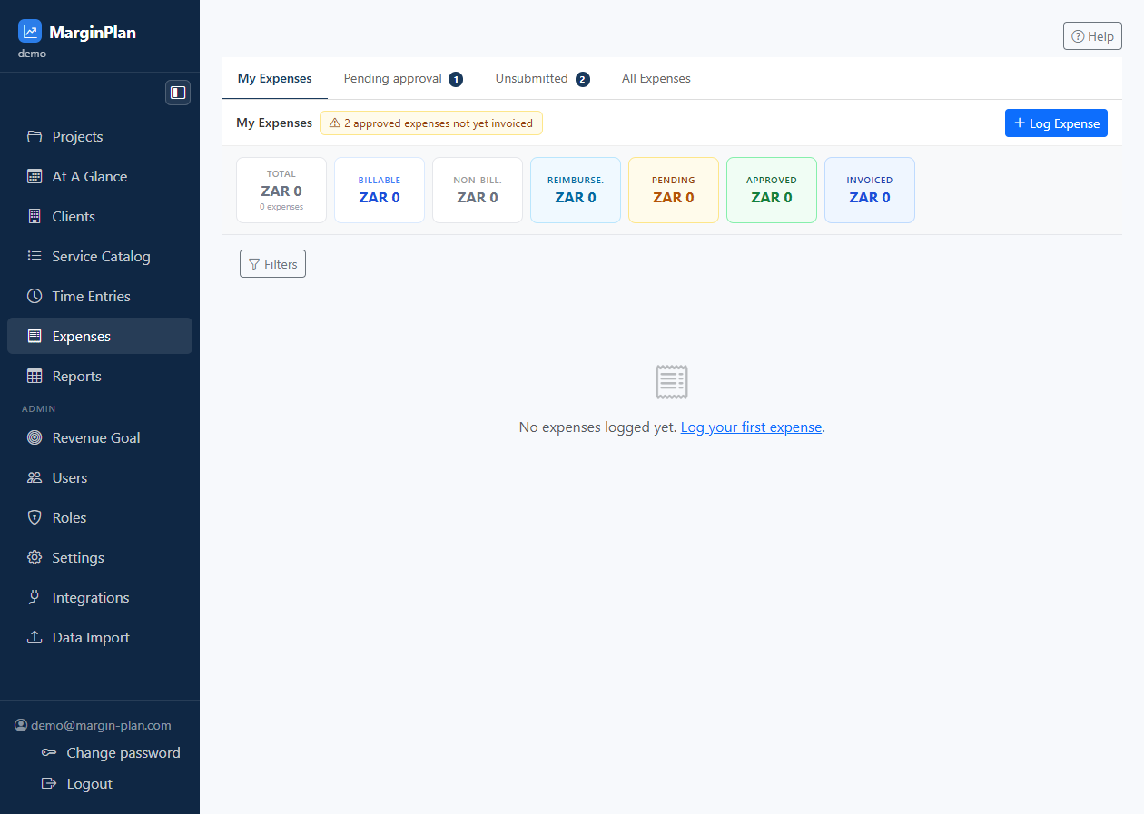 Expenses screenshot