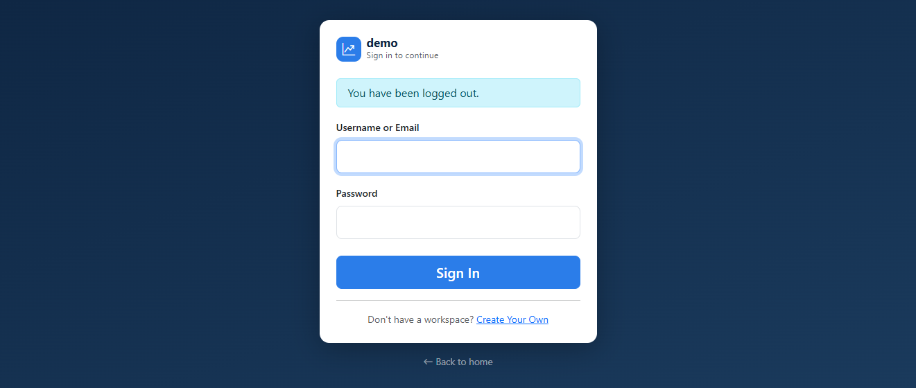 Logout screenshot