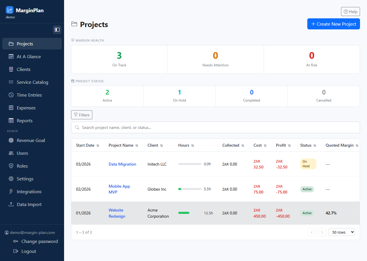 Projects screenshot