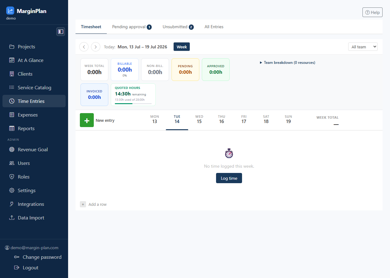 Time Entries screenshot