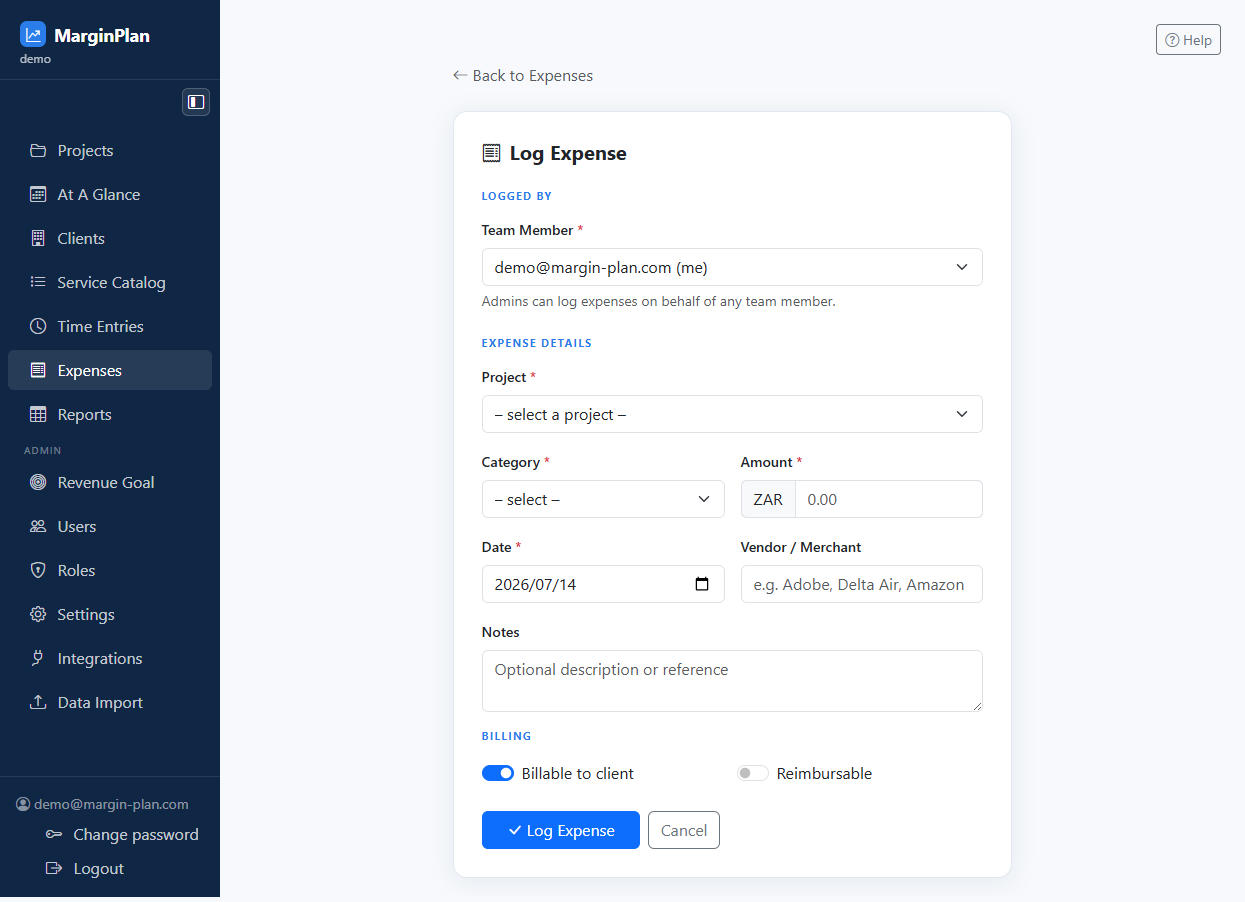 Create Expense screenshot