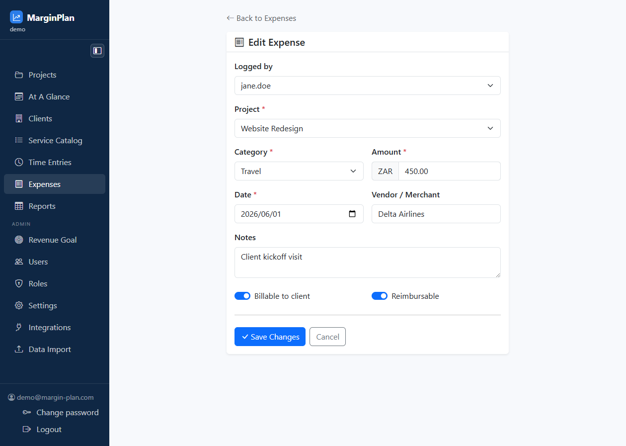 Edit Expense screenshot