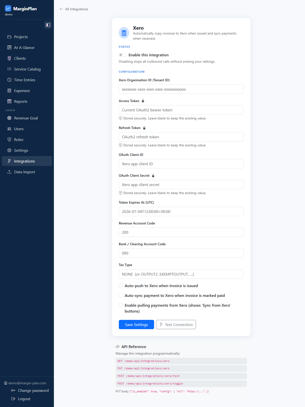 Integration Detail screenshot