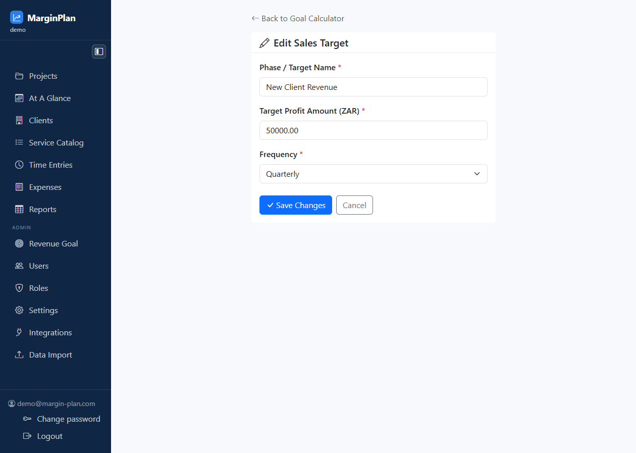 Edit Sales Target screenshot